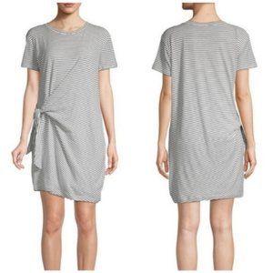 Vince Side Tie Striped Mini T-shirt Dress Size Small Black & White Stripe Cotton